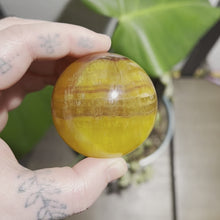 Charger et lire la vidéo dans la visionneuse de la Galerie, Yellow Fluorite Sphere (2.1 in.)
