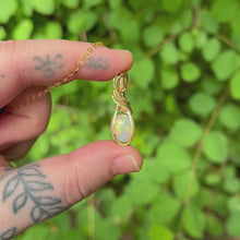 Load and play video in Gallery viewer, Rhea - Opal &amp; Gold Fill Wire Wrapped Pendant
