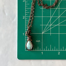 Charger l&#39;image dans la galerie, Tiny Larimar Teardrop &amp; Antiqued Copper Wrapped Pendant
