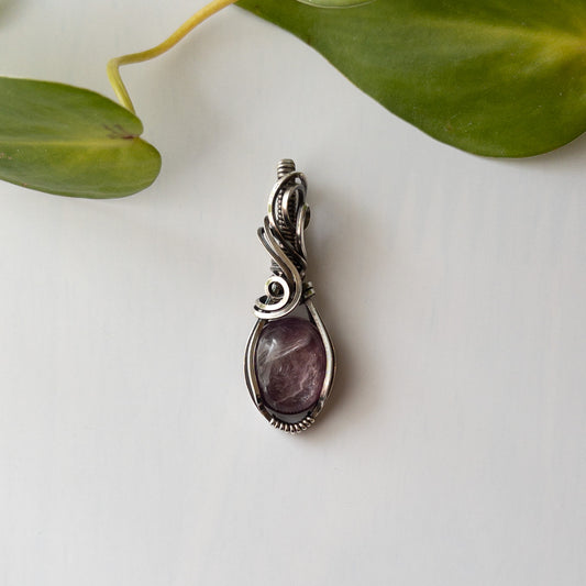 Gemmy Lepidolite Sterling Silver Wrapped Pendant