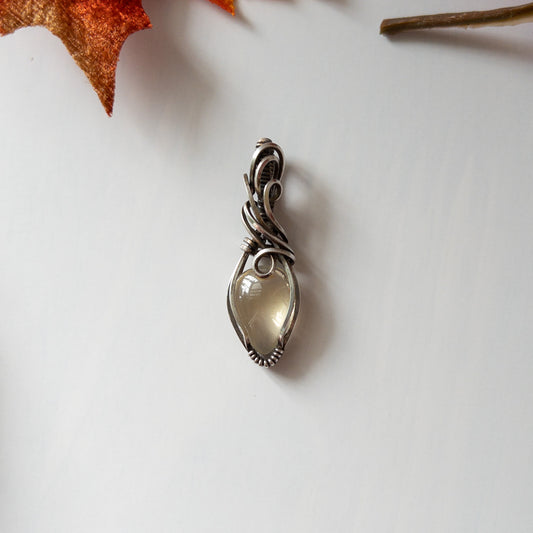 Natural Citrine Antiqued Sterling Silver Pendant