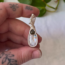 Load image into Gallery viewer, Moonstone &amp; Labradorite Wrapped Sterling Silver Pendant
