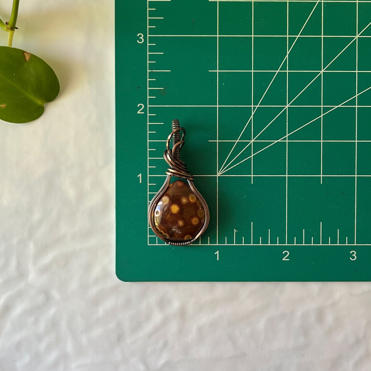 Ocean Jasper Wrapped Antiqued Copper Pendant