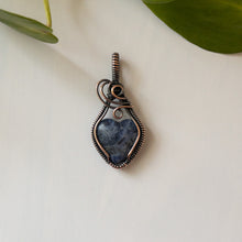 Load image into Gallery viewer, Sodalite Heart Antiqued Copper Pendant
