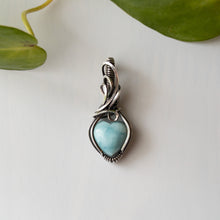 Load image into Gallery viewer, Larimar Heart Sterling Silver Wrapped Pendant
