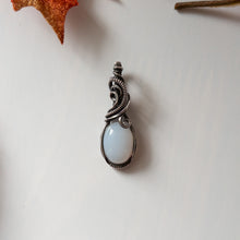 Load image into Gallery viewer, Blue Chalcedony Antiqued Sterling Silver Pendant
