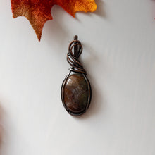 Load image into Gallery viewer, Sea Jasper Antiqued Copper Pendant
