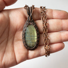 Load image into Gallery viewer, Labradorite Antiqued Copper Weave Pendant
