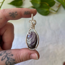 Load image into Gallery viewer, Chevron Amethyst Wrapped Sterling Silver Pendant
