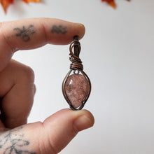 Load image into Gallery viewer, Strawberry Quartz Antiqued Copper Pendant
