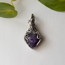 Load image into Gallery viewer, Charoite Heart Sterling Silver Wrapped Pendant
