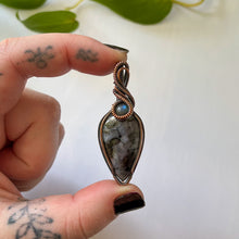 Load image into Gallery viewer, Indigo Gabbro &amp; Labradorite Copper Wrapped Pendant
