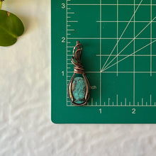 Load image into Gallery viewer, Turquoise Wrapped Antiqued Copper Pendant
