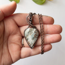 Load image into Gallery viewer, Ocean Jasper Inverted Teardrop Copper Wrapped Pendant
