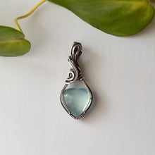 Load image into Gallery viewer, Aquamarine Heart Sterling Silver Wrapped Pendant
