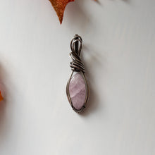 Load image into Gallery viewer, Kunzite Antiqued Sterling Silver Pendant
