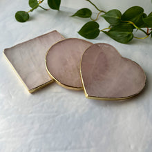 Load image into Gallery viewer, Rose Quartz Coaster With Faux Gold Edge
