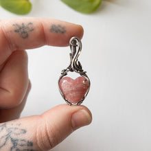 Load image into Gallery viewer, Rhodochrosite Heart Sterling Silver Wrapped Pendant
