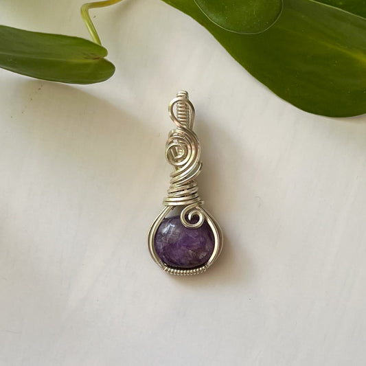 Charoite Sterling Silver Wrapped Pendant