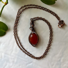 Load image into Gallery viewer, Carnelian Antiqued Copper Wrapped Pendant With Chain
