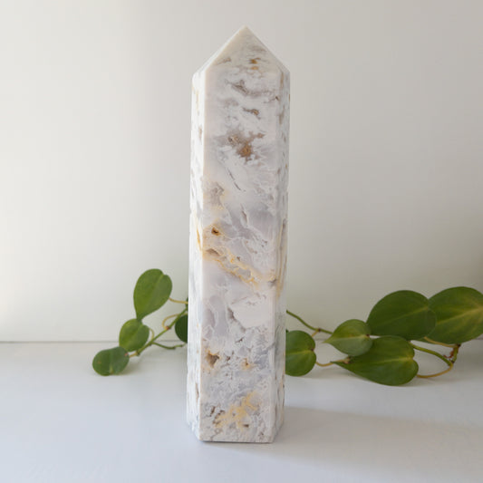 XL Druzy Snow Agate Tower