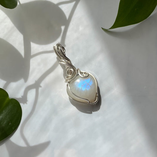 Moonstone & Sterling Silver Wrapped Pendant