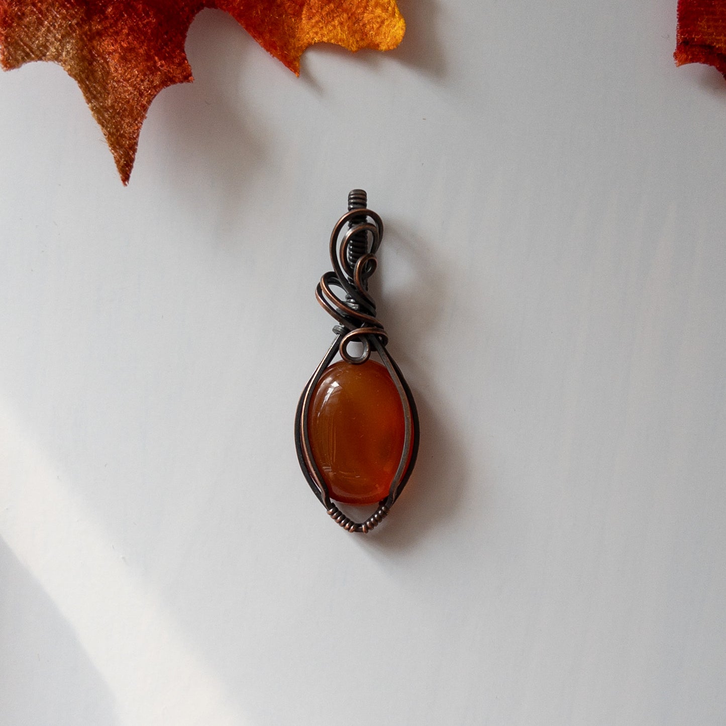 Carnelian Antiqued Copper Pendant