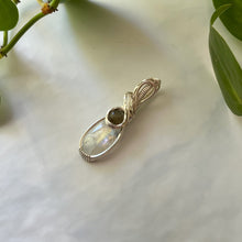 Load image into Gallery viewer, Moonstone &amp; Labradorite Wrapped Sterling Silver Pendant
