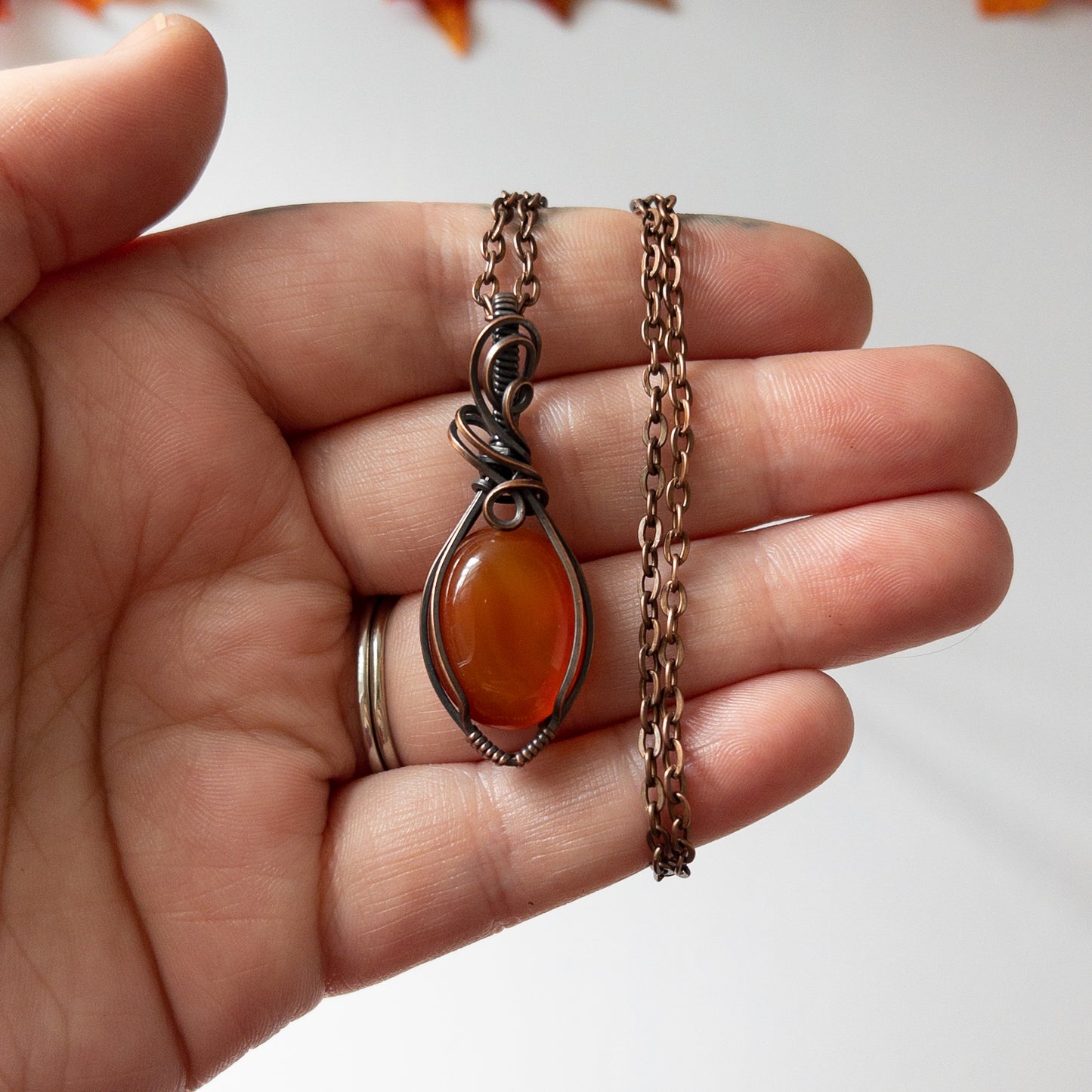 Carnelian Antiqued Copper Pendant