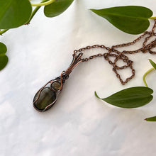 Load image into Gallery viewer, Double Labradorite &amp; Antiqued Copper Wrapped Pendant
