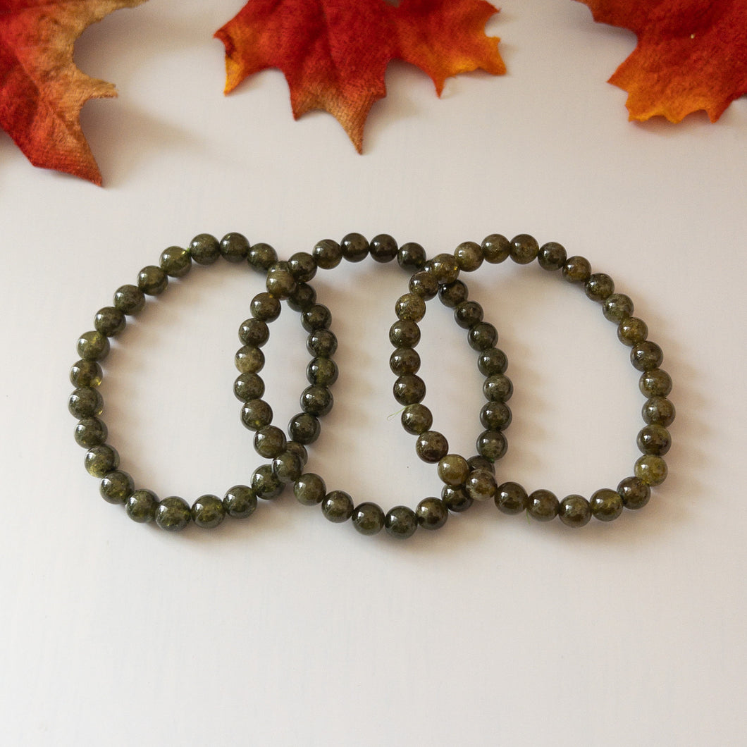 Green Garnet Stretch Bracelet (6mm)