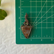 Load image into Gallery viewer, Plume Agate &amp; Labradorite Wrapped Antiqued Copper Pendant
