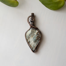 Load image into Gallery viewer, Ocean Jasper Inverted Teardrop Copper Wrapped Pendant
