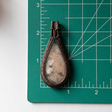 Load image into Gallery viewer, Flower Agate Antiqued Copper Weave Pendant
