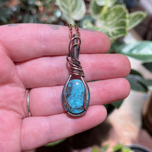 Load image into Gallery viewer, Turquoise Wrapped Antiqued Copper Pendant
