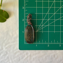 Load image into Gallery viewer, Labradorite Wrapped Antiqued Copper Pendant
